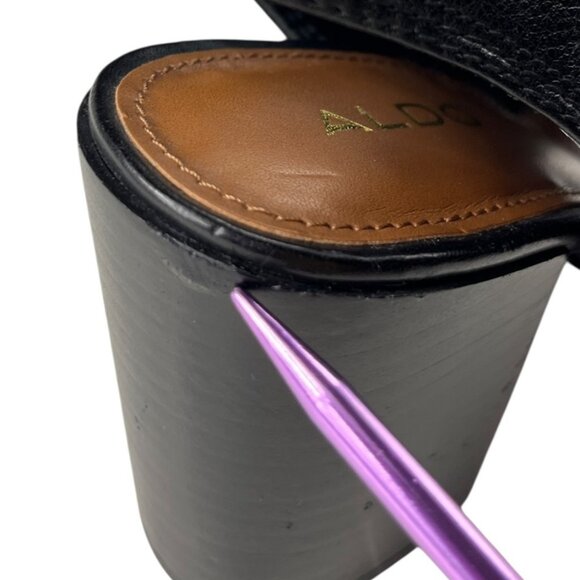 Aldo Black Leather Upper Open Toe Open Heel Booties Zipper Detail Size 7.5 - Picture 15 of 16